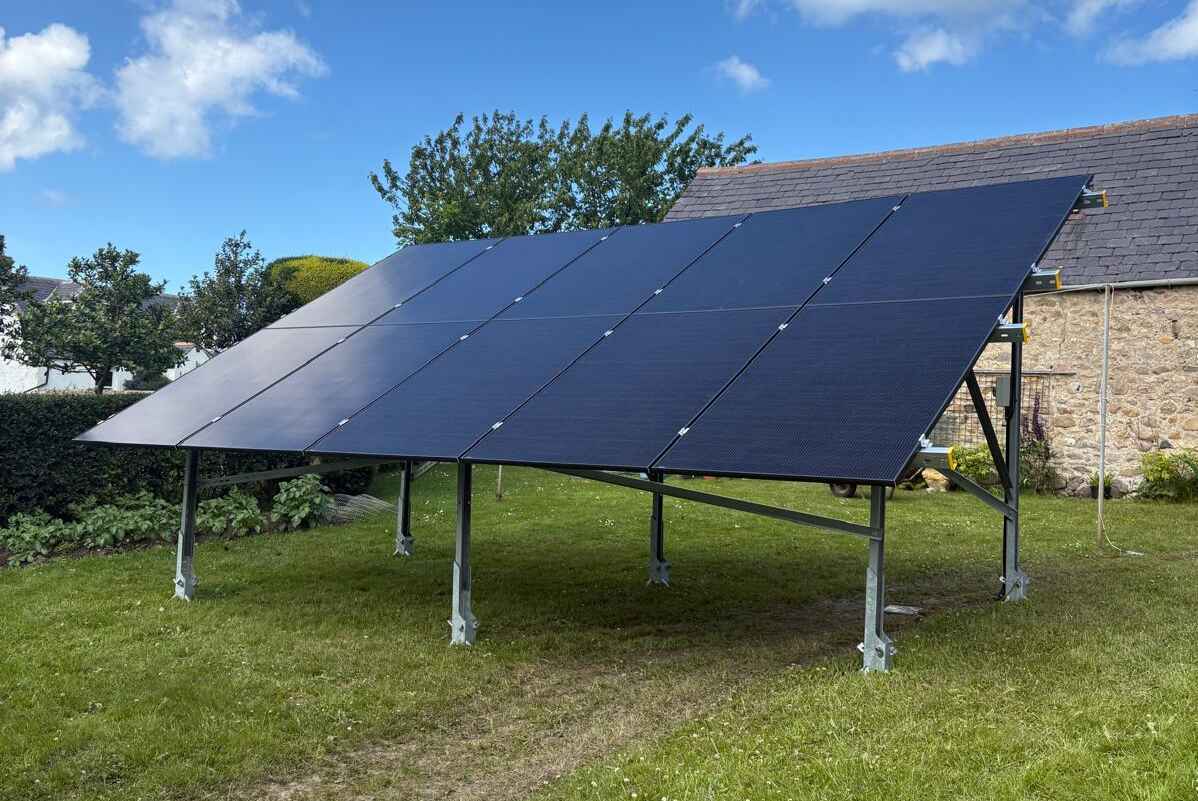 Solar panels mounted on the ground