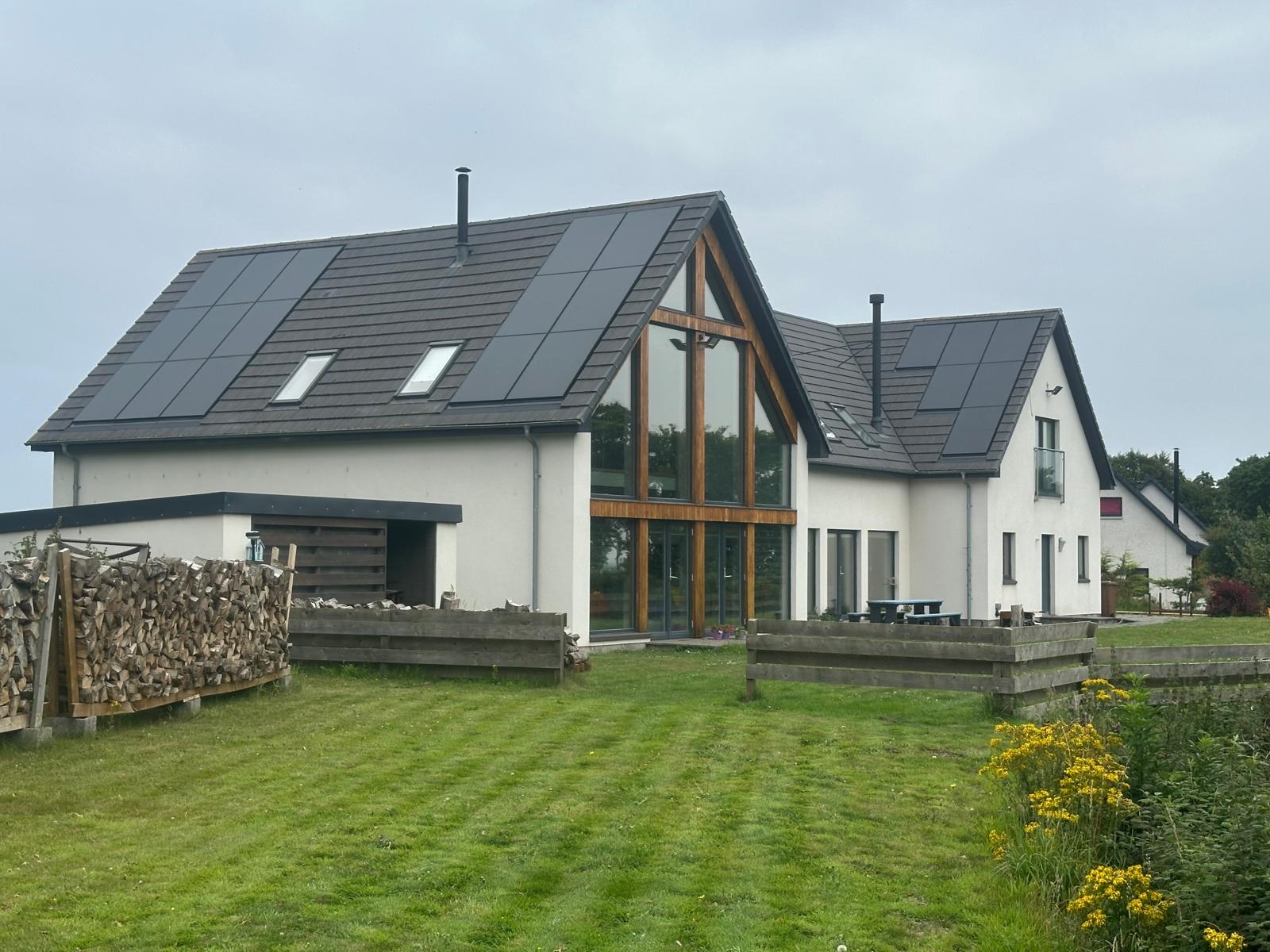 Solar panels on the roof of a house